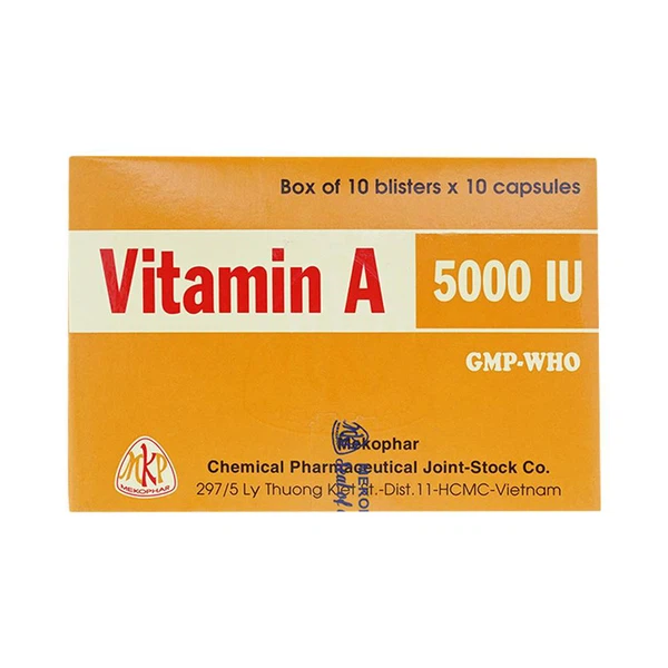 Viên uống Vitamin A 5000 IU Mekophar bổ sung cho người bệnh gan ( Hộp 10 vỉ x 10 viên)