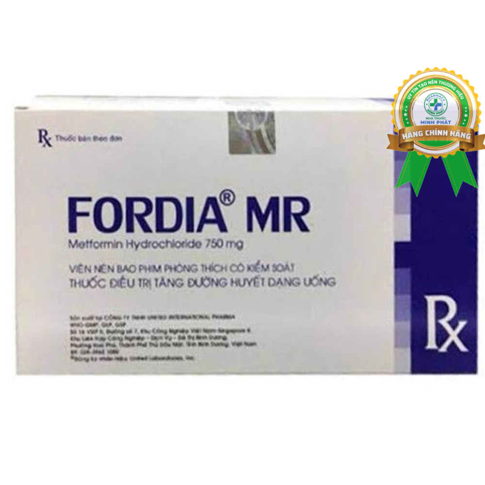 Thuốc Fordia MR 750mg United điều trị tiểu đường type 2 (6 vỉ x 10 viên)